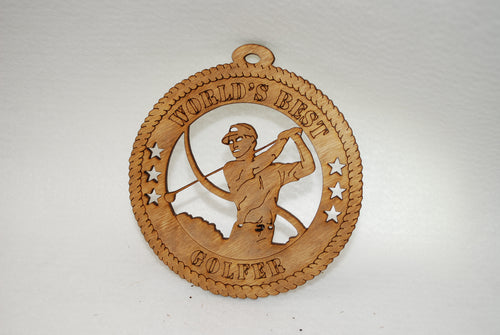 MALE WORLD'S BEST GOLFER LASER CUT ORNAMENT