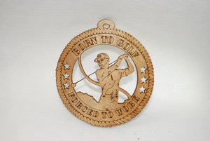 MALE BORN TO GOLF FORCED TO WORK LASER CUT ORNAMENT