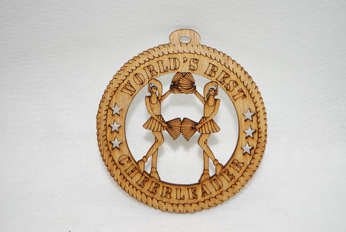 WORLD'S BEST CHEERLEADER  LASER CUT ORNAMENT