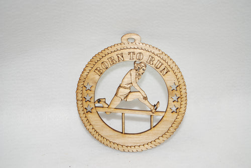 FEMALE BORN TO RUN LASER CUT ORNAMENT