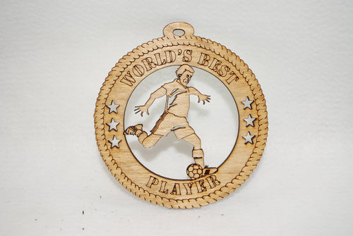 MALE WORLD'S BEST PLAYER SOCCER  LASER CUT ORNAMENT