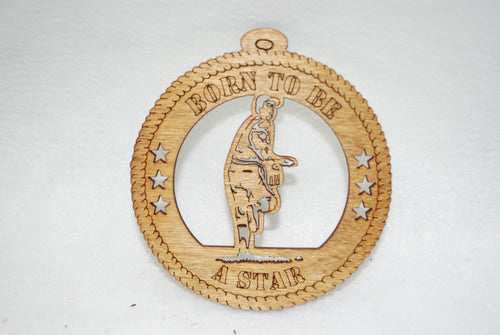 BORN TO BE A STAR PITCHER    LASER CUT ORNAMENT