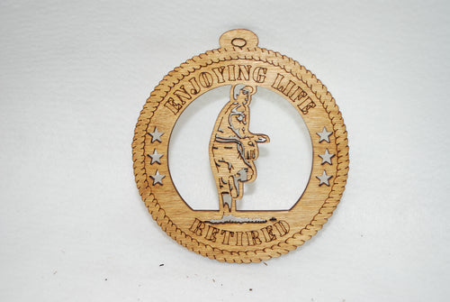 ENJOYING LIFE RETIRED PITCHER    LASER CUT ORNAMENT
