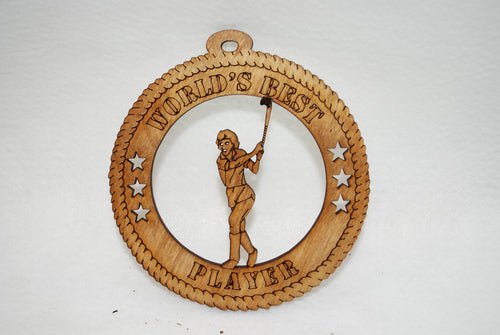 FEMALE WORLDS BEST PLAYER FIELD HOCKEY  LASER CUT ORNAMENT