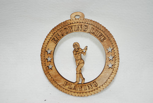 FEMALE ENJOYING LIFE PLAYING FIELD HOCKEY  LASER CUT ORNAMENT