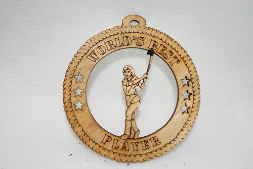 FEMALE WORLD'S BEST PLAYER FIELD HOCKEY  LASER CUT ORNAMENT