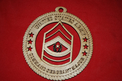 Army Enlisted Rank Insignia Command Sergeant major wooden ornament