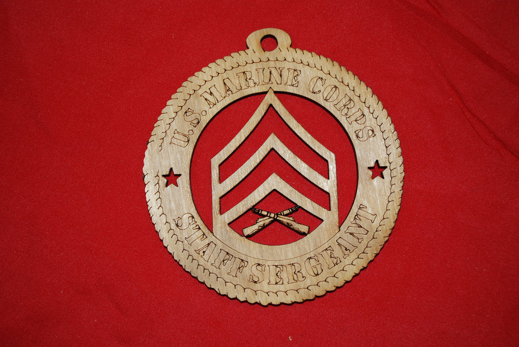 Marine Corps  Enlisted Staff Sergeant wooden ornament