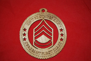 Army Enlisted Rank Insignia Sergeant First Class wooden ornament