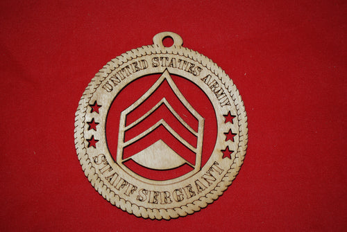 Army Enlisted Rank Insignia Staff Sergeant wooden ornament
