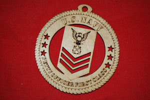 Navy Enlisted Petty Officer First Class  wooden ornament