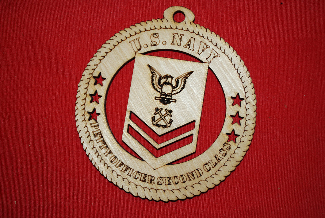 Navy Enlisted Petty Officer Second Class  wooden ornament