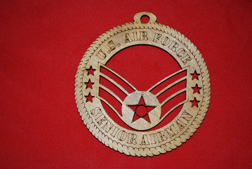 Air Force  Enlisted Rank Insignia Senior Airman  Class  wooden ornament