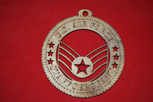 Air Force  Enlisted Rank Insignia Staff Sergeant  Class  wooden ornament