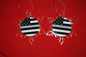Thin Silver Line Clear Plastic Large or small  Snowflake Shaped Ornament