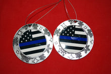 Load image into Gallery viewer, Thin Blue line Christmas Wreath Shaped Ornament