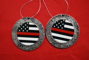 Thin red line Christmas Wreath Shaped Ornament