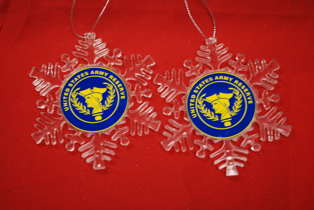 Army Reserve Clear Plastic Large or small  Snowflake Shaped Ornament