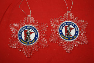 Minnesota National Guard Clear Plastic Large or small  Snowflake Shaped Ornament