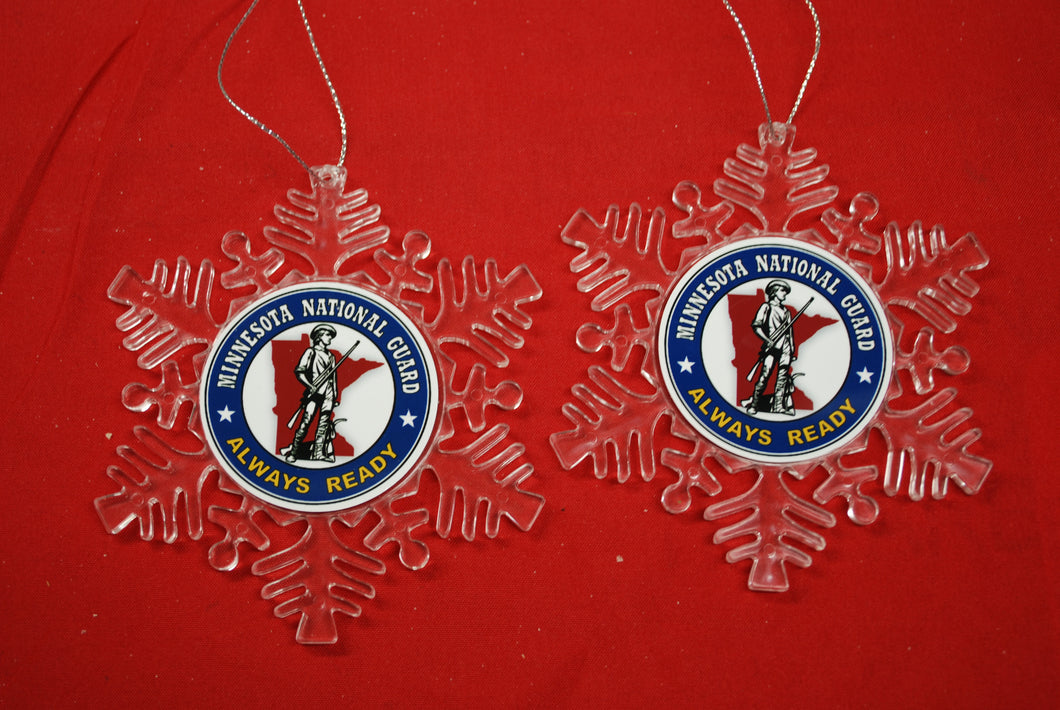 Minnesota National Guard Clear Plastic Large or small  Snowflake Shaped Ornament