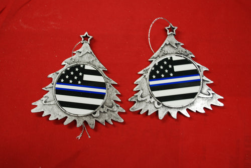 Thin Blue with white line  Christmas Tree Shaped Ornament