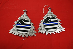 Thin Blue with white line  Christmas Tree Shaped Ornament