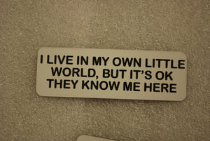 I LIVE IN MY OWN LITTLE WORLD BUT ITS OK THEY KNOW ME HERE