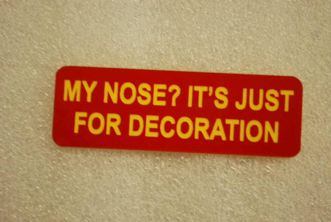 MY NOSE? ITS JUST FOR DECORATION