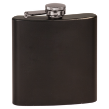 Load image into Gallery viewer, PERSONALIZED GROOMSMEN GIFT FLASK BLACK STAINLESS STEEL