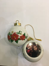 Load image into Gallery viewer, Half Round ceramic Poinsettia ornament 12 pack