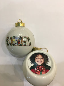 Half Round ceramic Noel ornament 12 pack