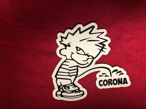 Pissing Calvin Corona Sticker