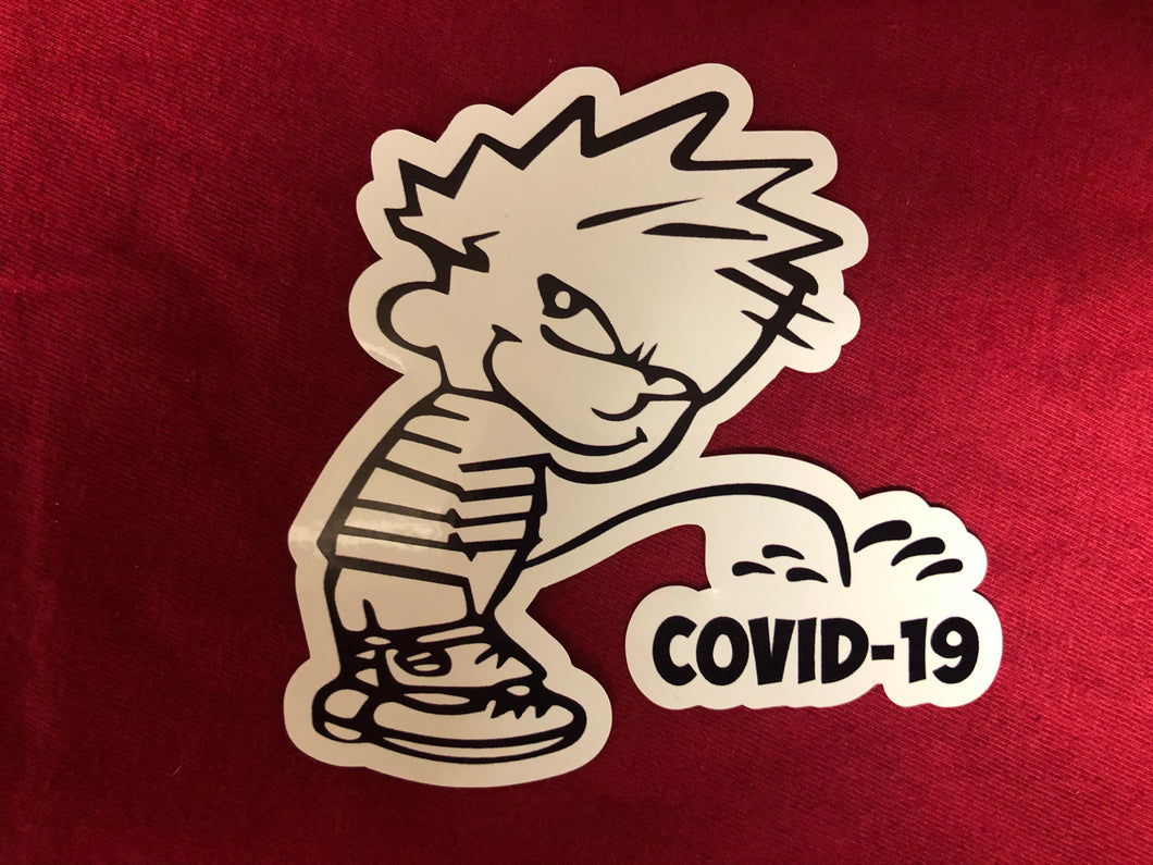 Pissing Calvin Covid-19 Sticker