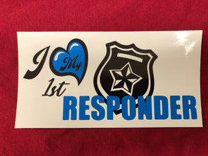 I Love My First Responder Police Sticker