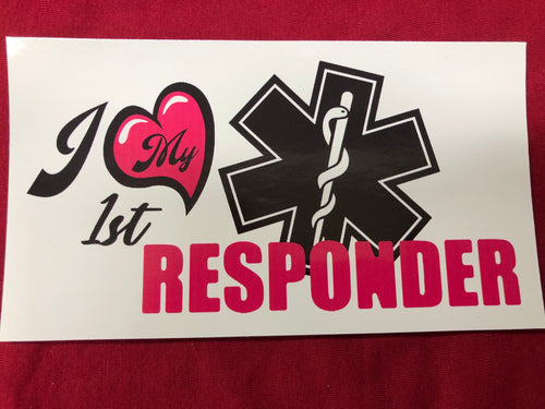 Copy of I Love My First Responder Fire Sticker