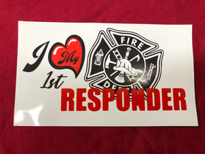 Copy of I Love My First Responder Fire Sticker