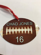 Load image into Gallery viewer, 2 sided aluminum Football ornament