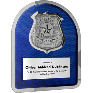 Police Hero Plaque with Chrome Badge LAST ONE