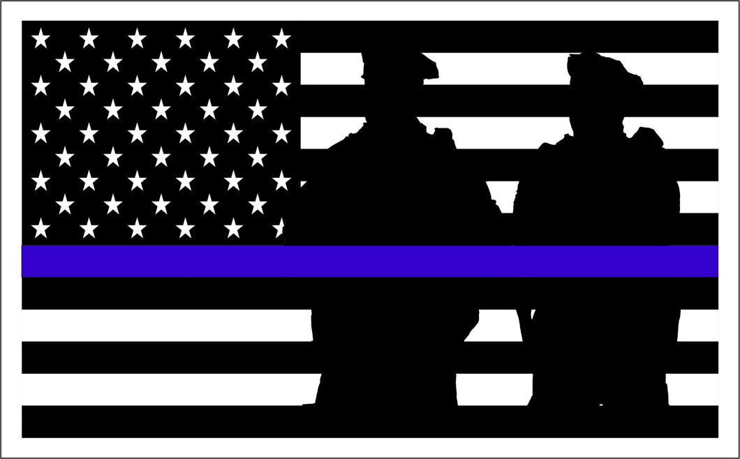 Thin Blue Line with silhouettes sticker