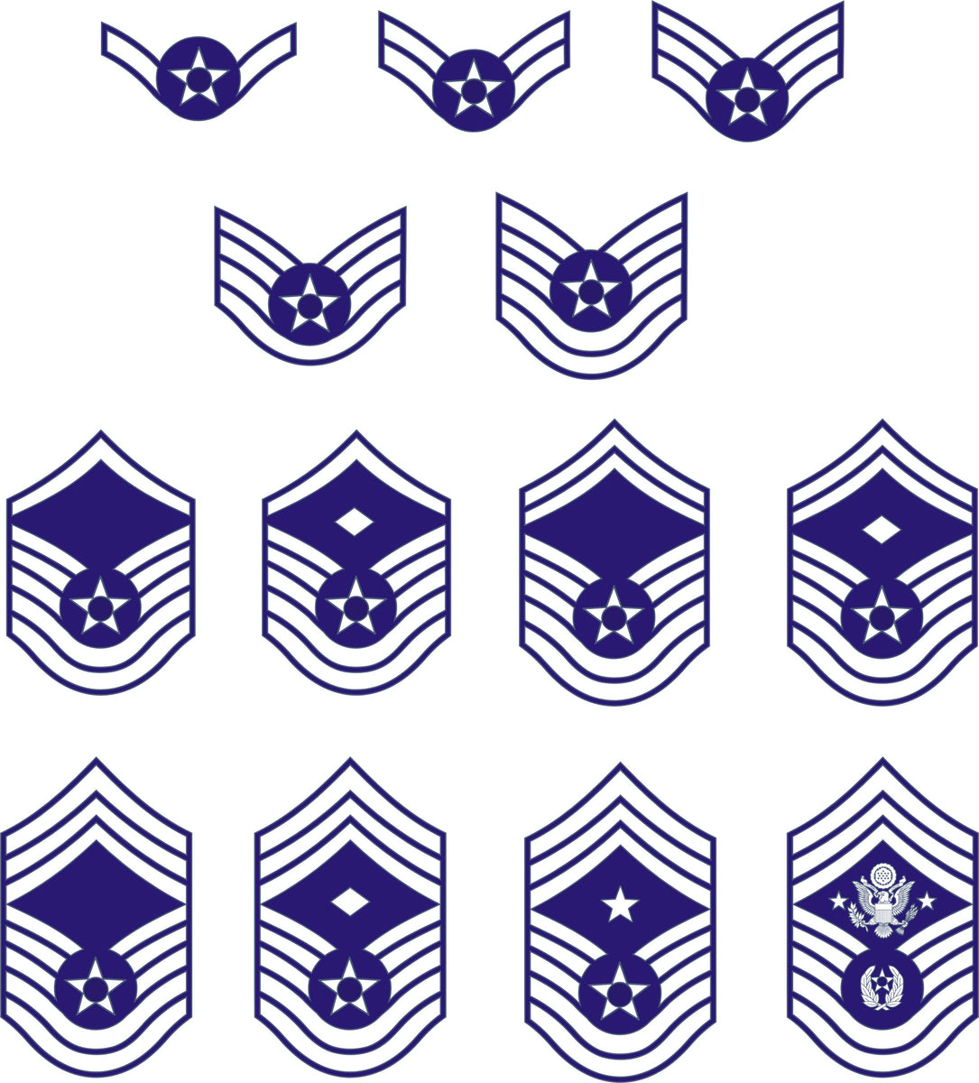 Air Force Inelisted Ranks Air Force Enlisted Rank Insignia stickers – Carolina Creations llc