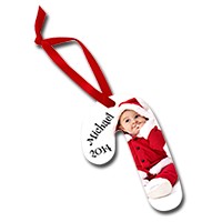 Load image into Gallery viewer, 2 sided aluminum Candy Cane ornament