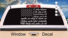 Load image into Gallery viewer, American Flag Pledge of Allegiance Vinyl Truck Window Sticker Decal