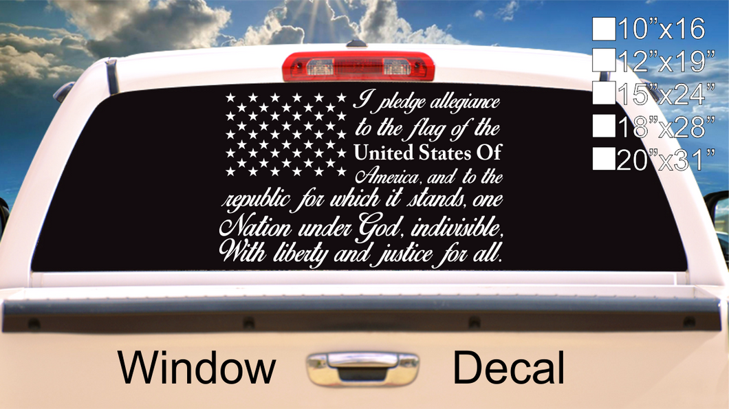 American Flag Pledge of Allegiance Vinyl Truck Window Sticker Decal