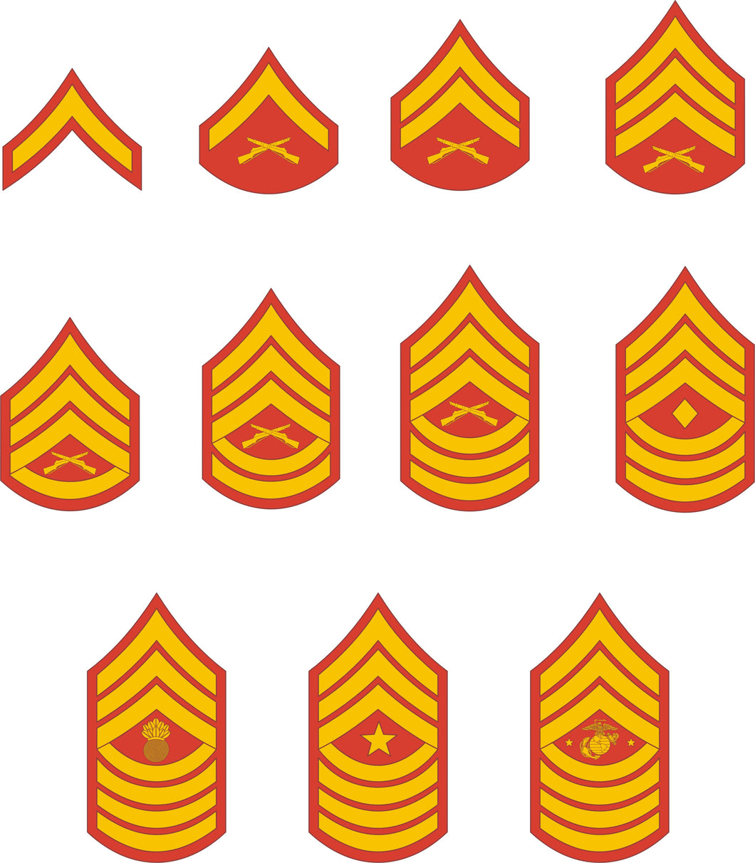 Marine Corps Enlisted Rank Insignia stickers