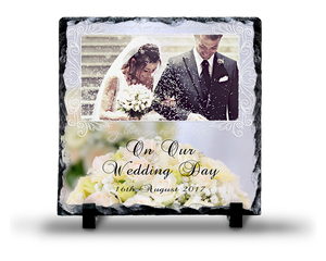 Wedding Photo Slate Square Design 8